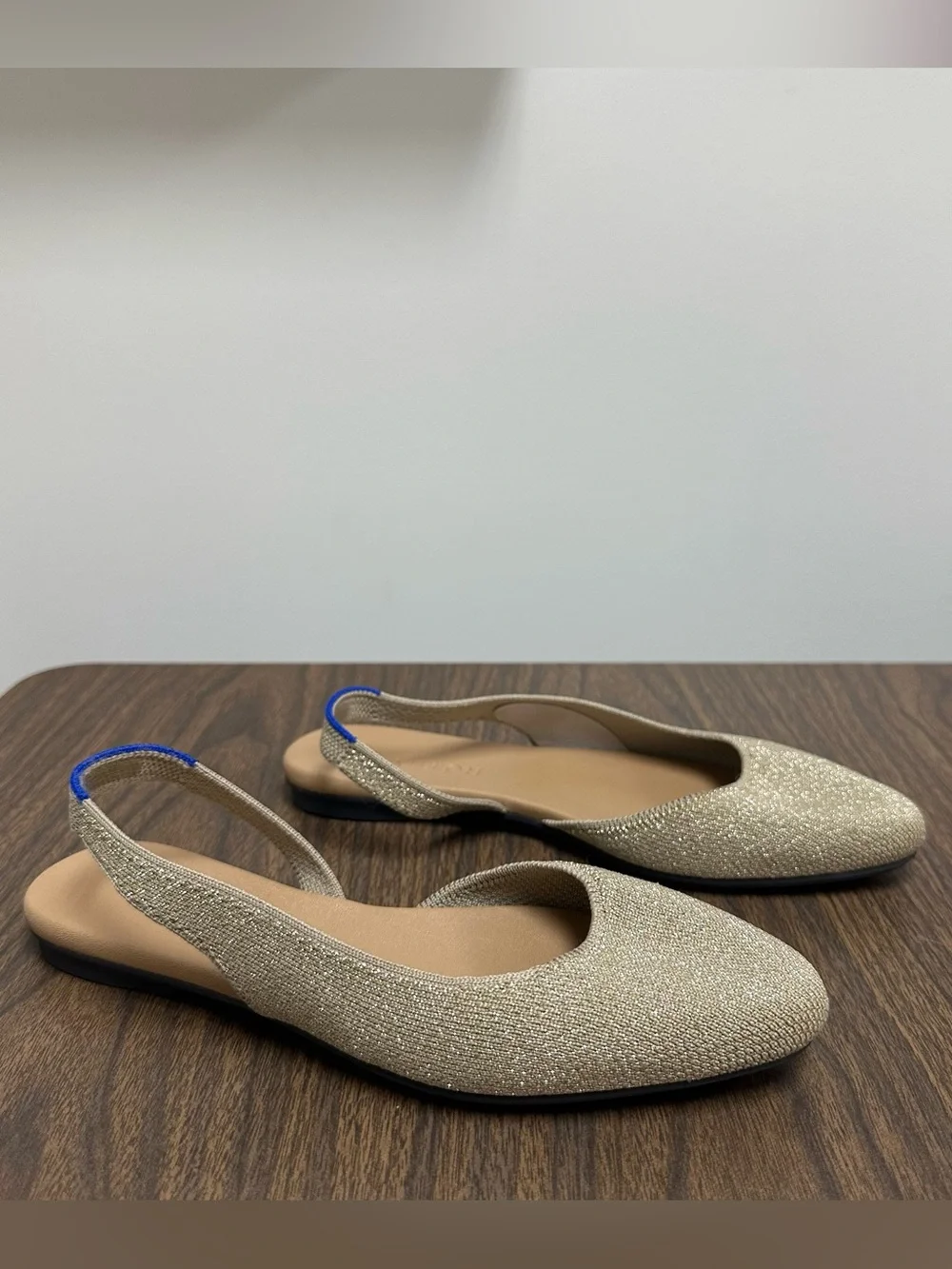 ROTHY'S The Almond Slingback Metallic Prosecco Beige Flats Women's Size 6.5 - Picture 7 of 15